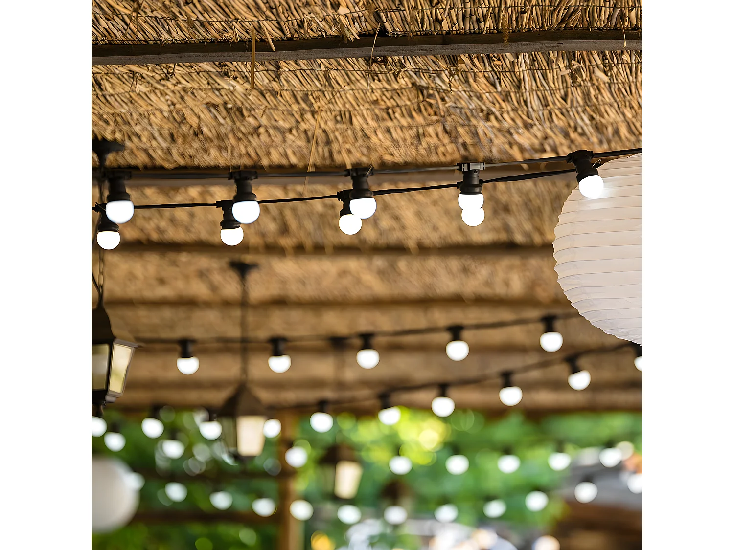 Guirlande solaire 10 globes PARTY Blanc Plastique 5.7M