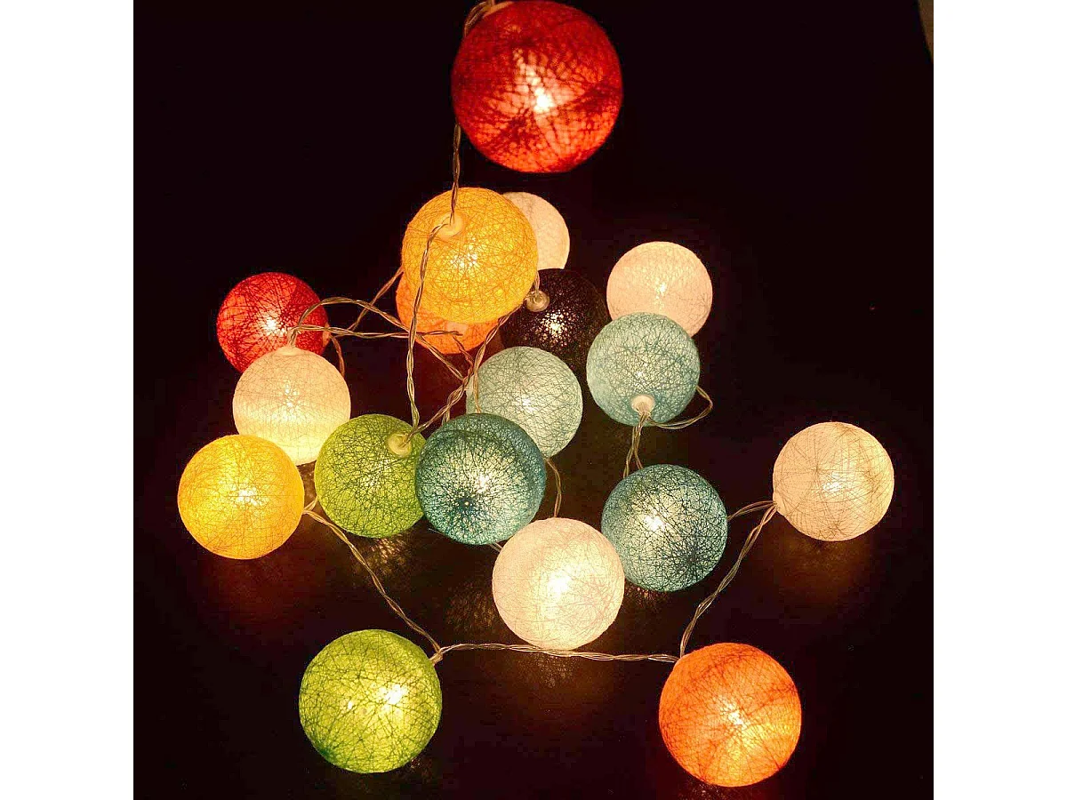 Guirlande solaire MIMY COLORS 10 boules coton 3.8M