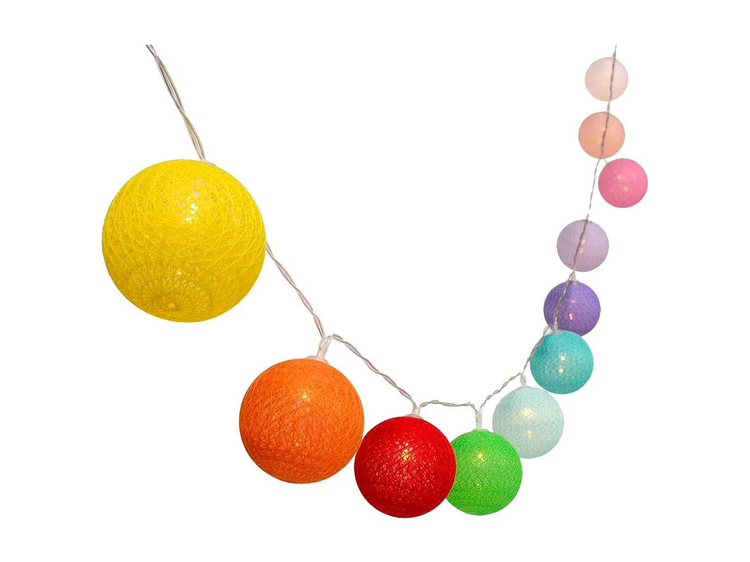 Guirlande solaire MIMY COLORS 10 boules coton 3.8M