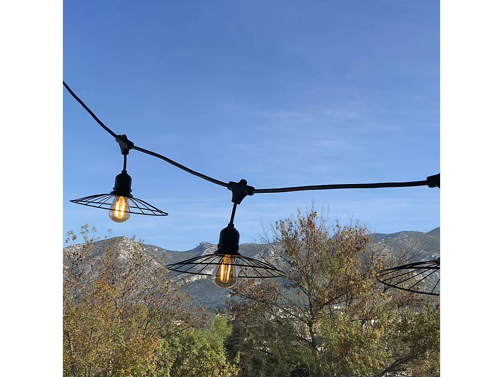 Guirlande fil métal CHIC Noir Acier 6M 10xE27