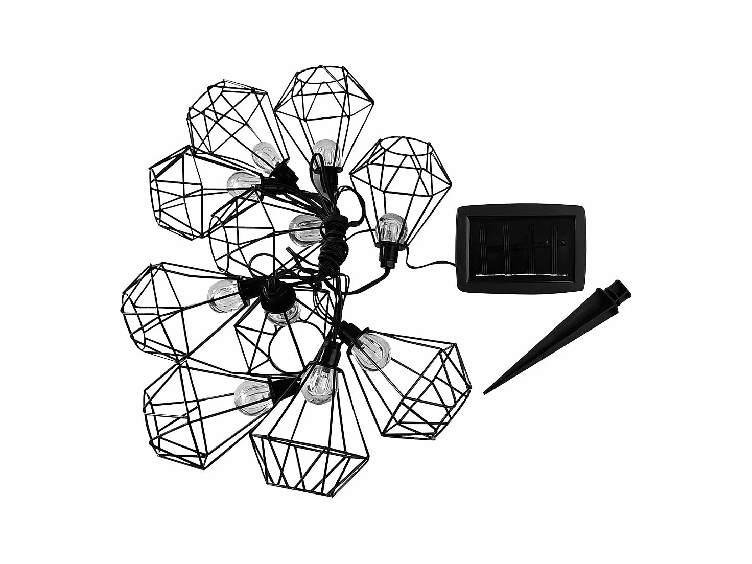 Guirlande diamant 10 ampoules MILY Noir Acier 3.90M