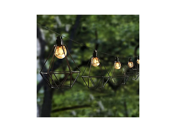 Guirlande diamant 10 ampoules MILY Noir Acier 3.90M