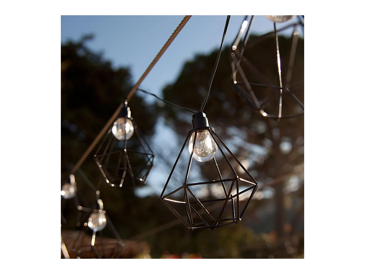 Guirlande diamant 10 ampoules MILY Noir Acier 3.90M