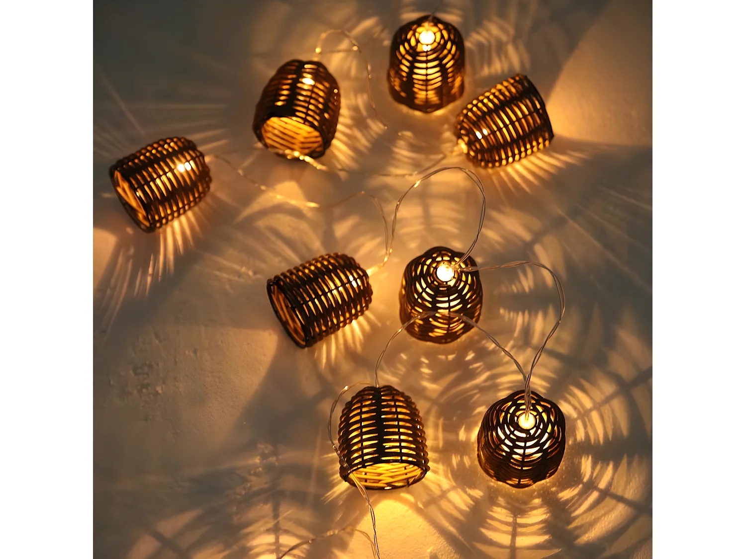 Guirlande lumineuse solaire FORMENTERA Beige Rotin 3.8M