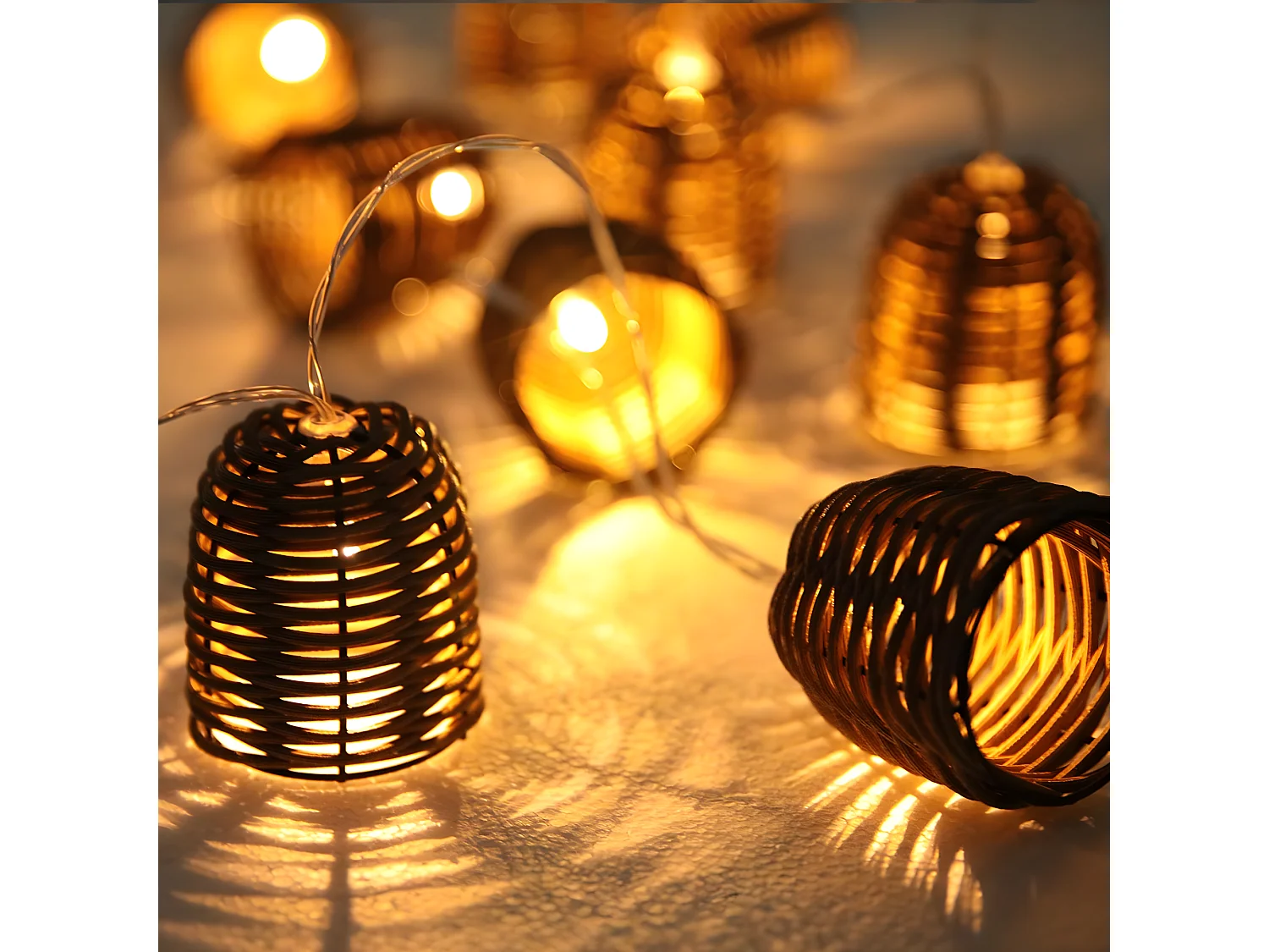 Guirlande lumineuse solaire FORMENTERA Beige Rotin 3.8M