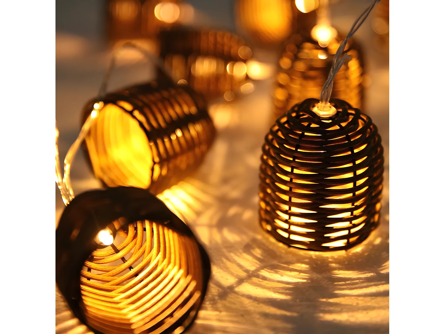 Guirlande lumineuse solaire FORMENTERA Beige Rotin 3.8M