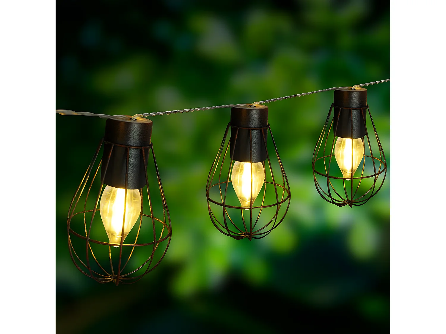 KÄFIG-LICHTERKETTE mit 10 glühbirnen 3.90M KENY