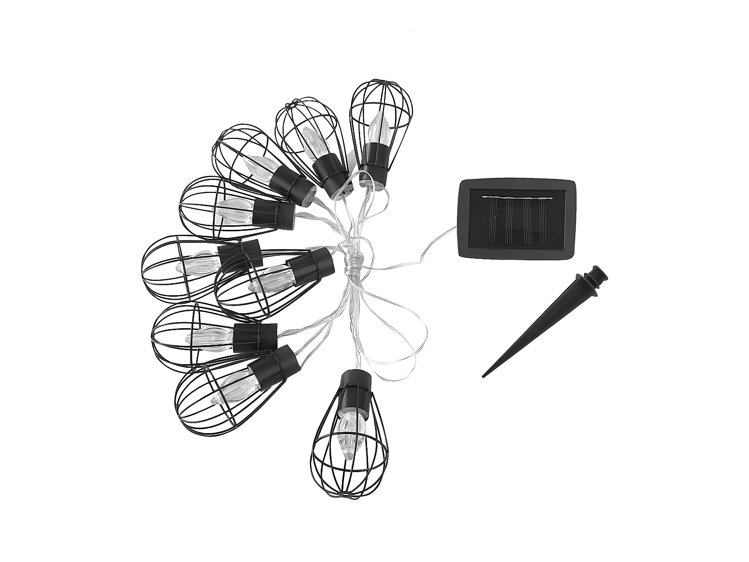 Guirlande cage 10 ampoules KENY Noir Acier 3.90M