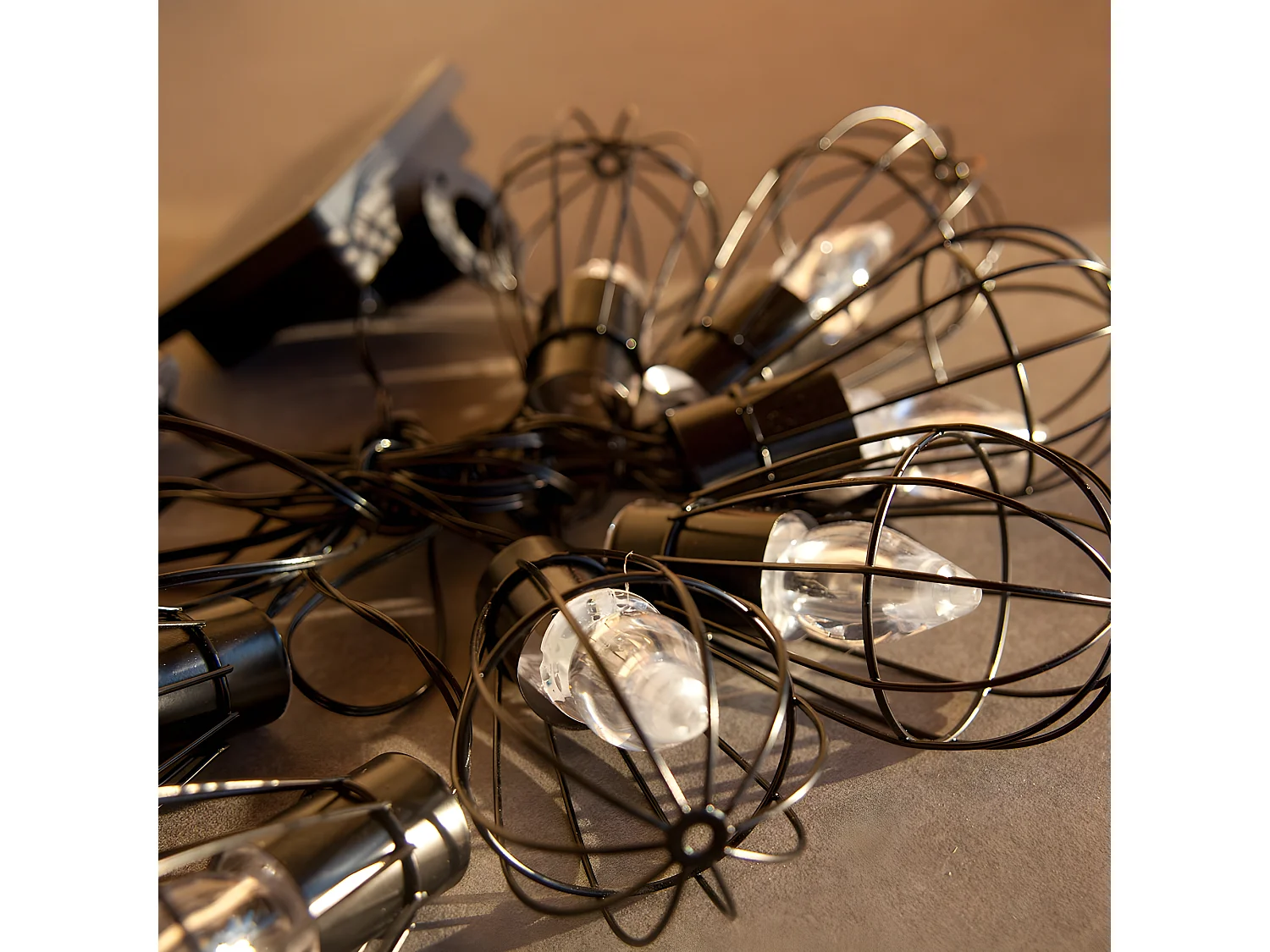 Guirlande cage 10 ampoules KENY Noir Acier 3.90M