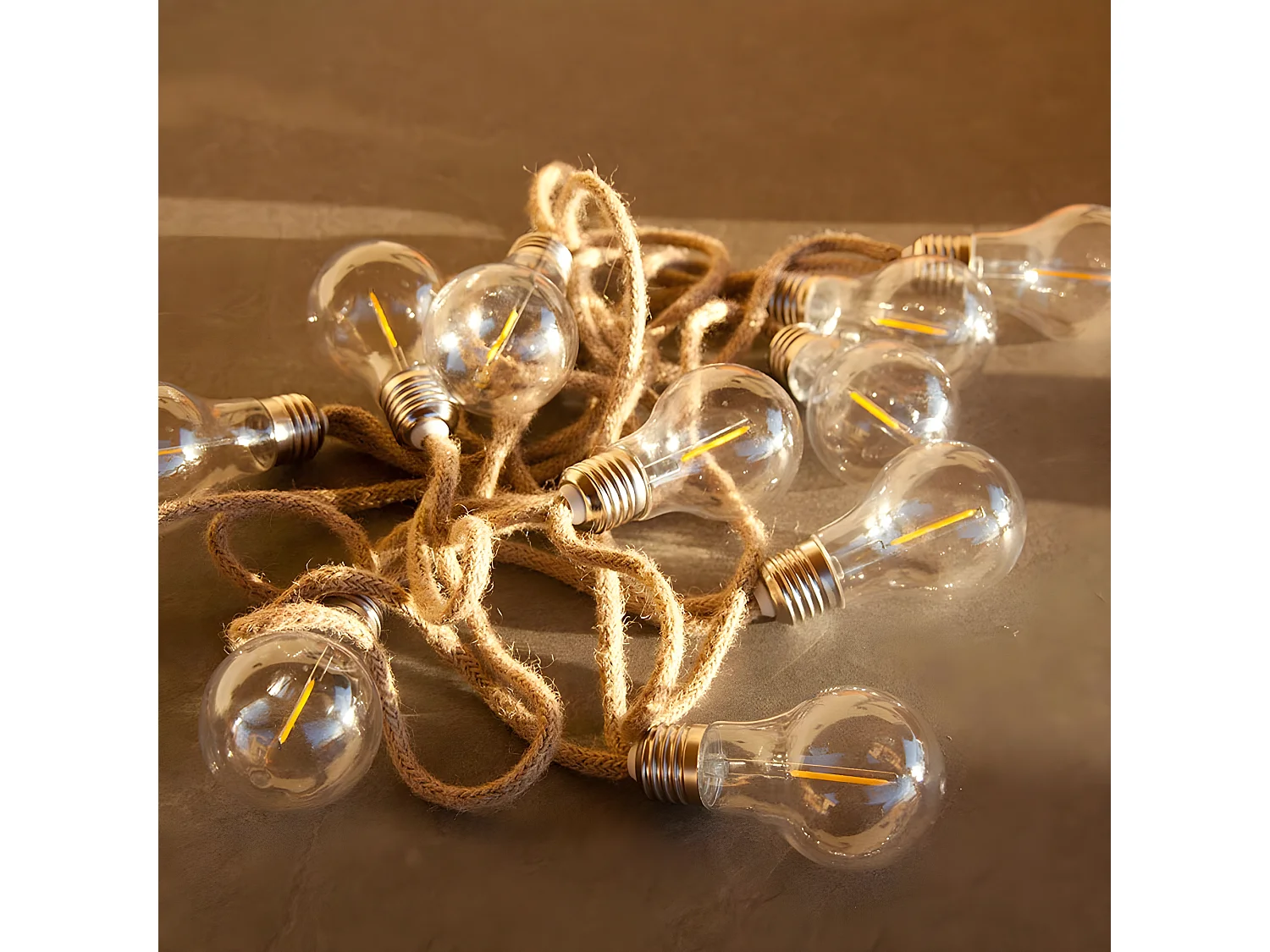 Guirlande lumineuse FANTASY Beige Corde 7.5M 10 Ampoules