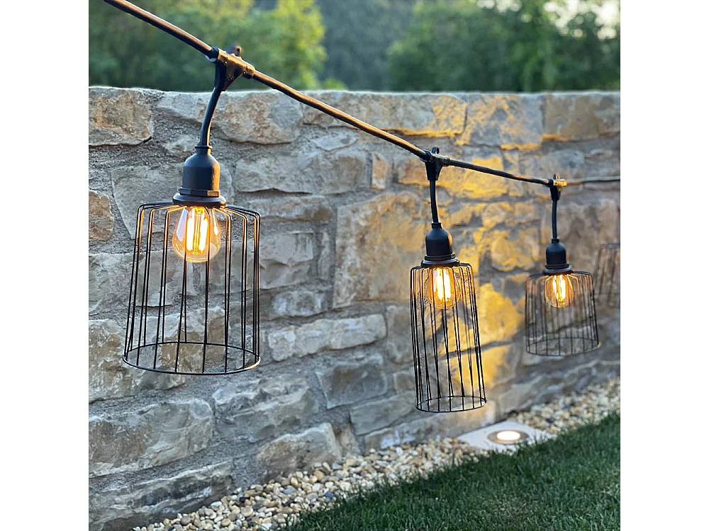 Guirlande chapeau métal NEMA Noir Metal 6M 10xE27