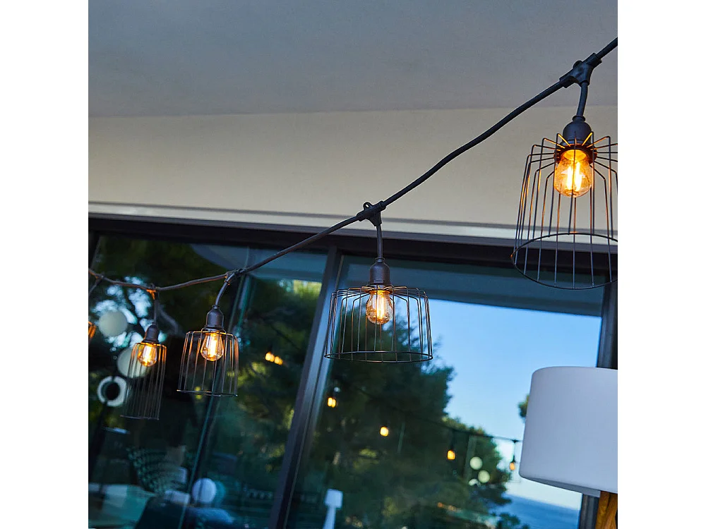 Guirlande chapeau métal NEMA Noir Metal 6M 10xE27