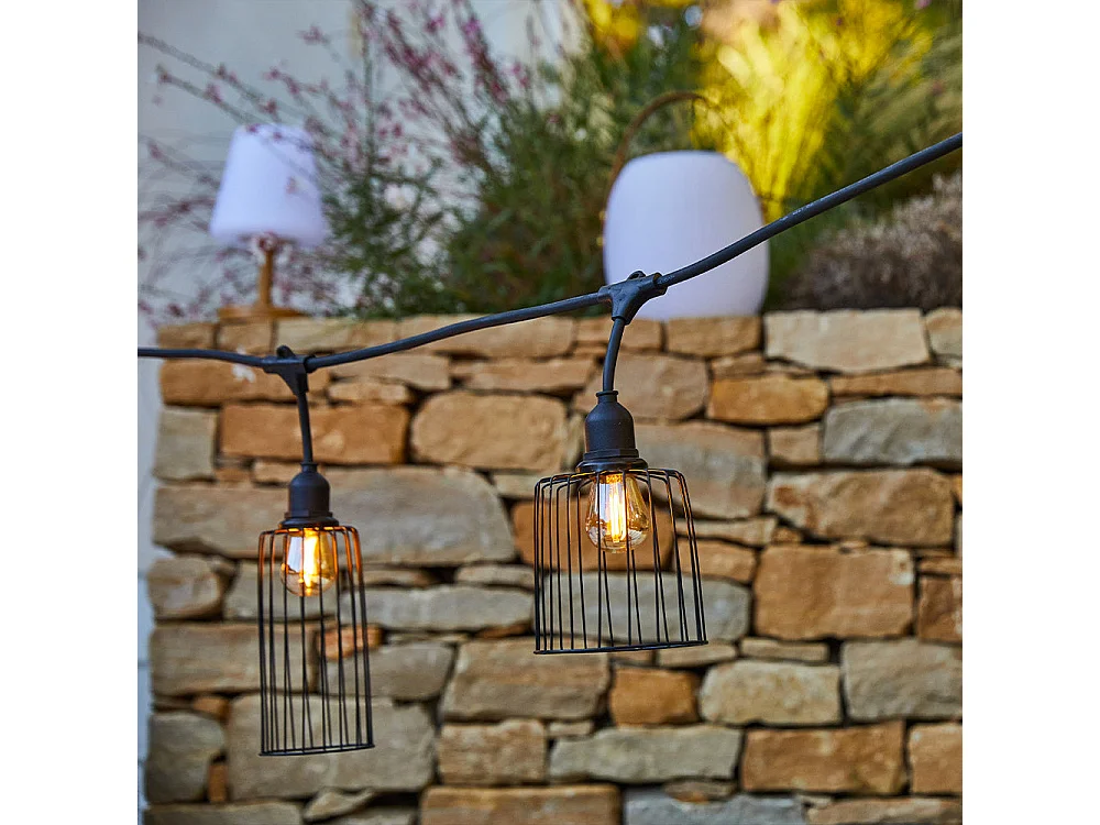 Guirlande chapeau métal NEMA Noir Metal 6M 10xE27