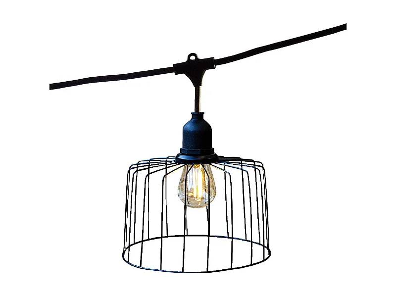 Guirlande chapeau métal NEMA Noir Metal 6M 10xE27