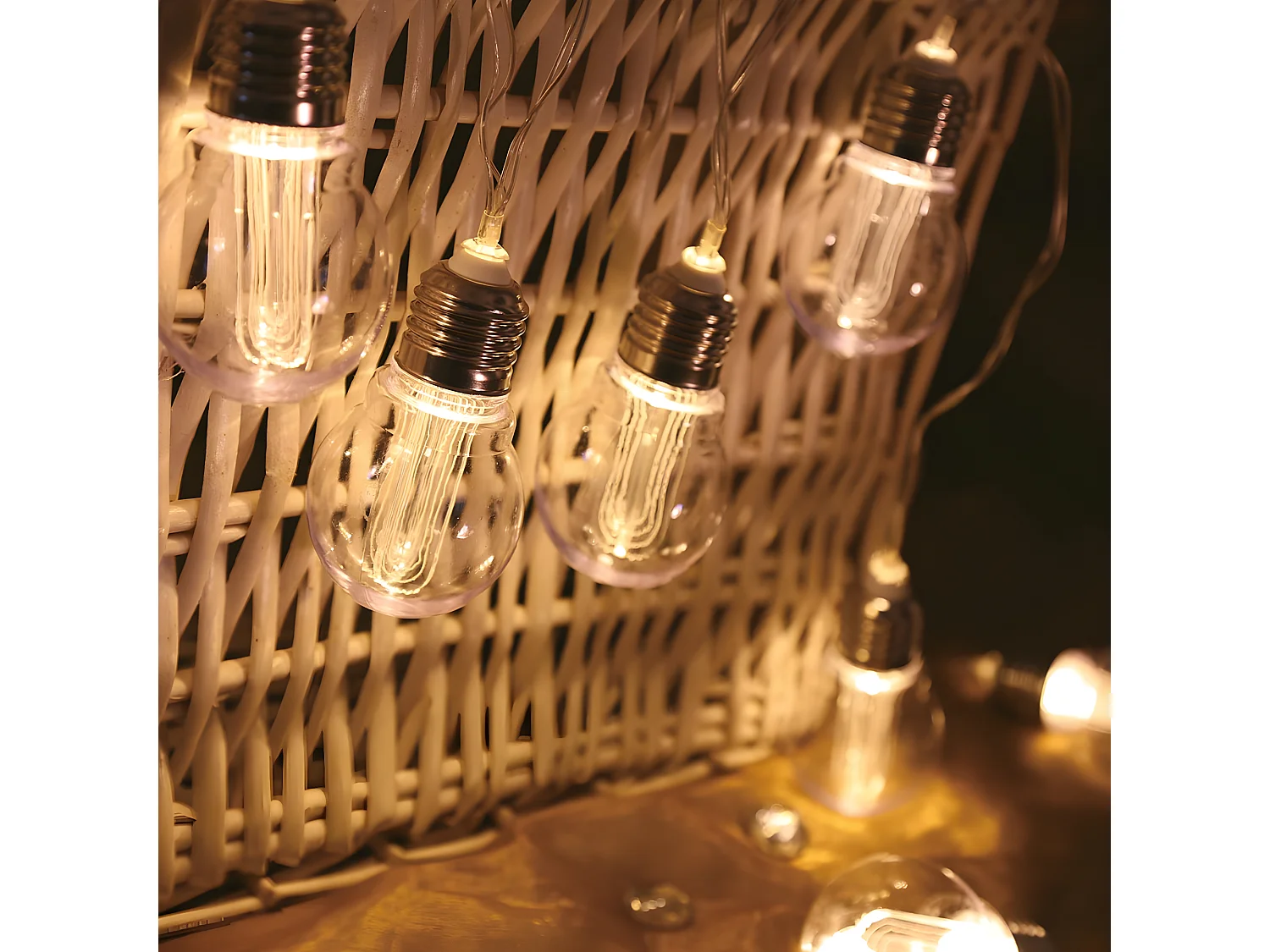 Guirlande solaire épurée 10 ampoules DIXY Blanc Plastique 3.8M
