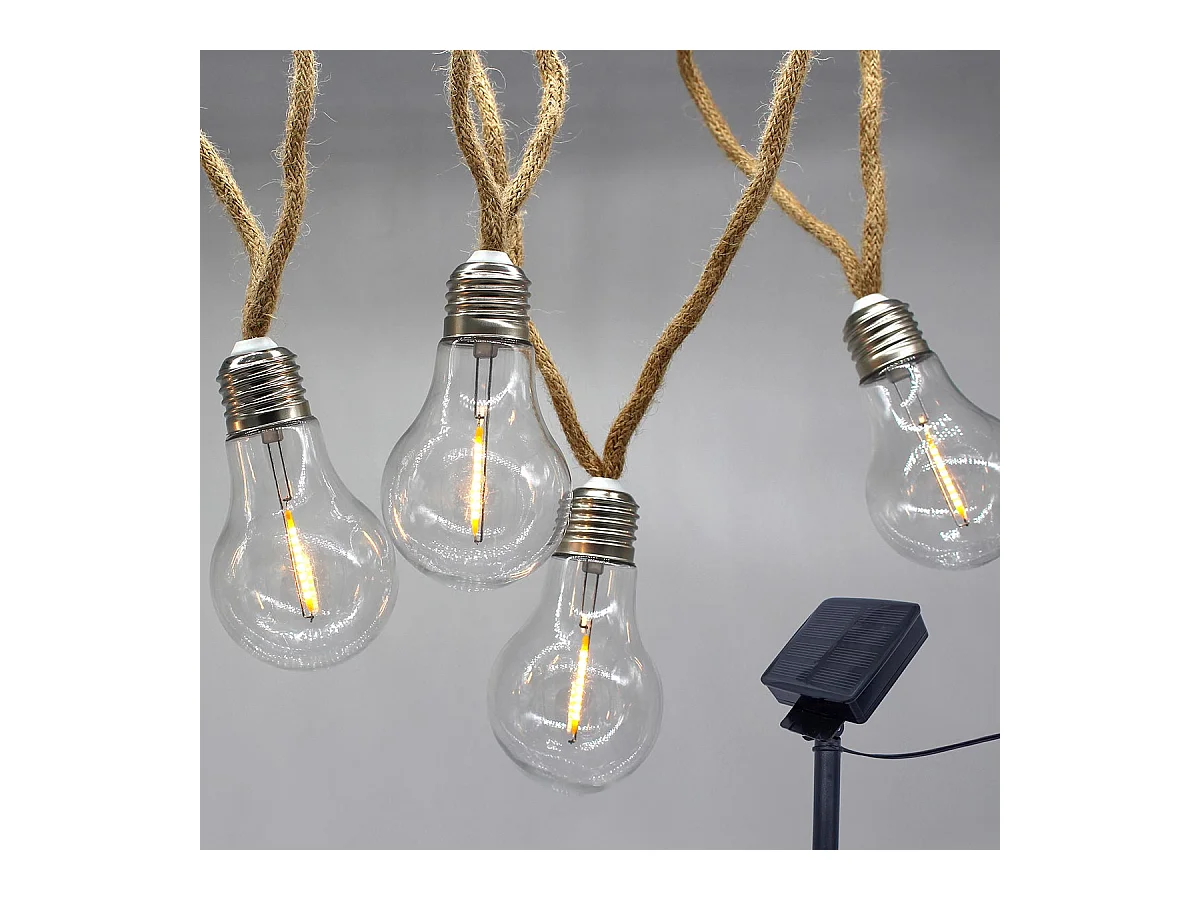 SOLAR-LICHTERKETTE aus seil 10 glühbirnen 7.50M FANTASY