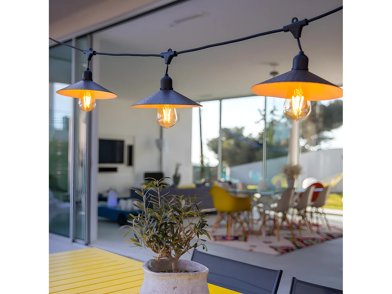 Guirlande solaire vintage 10 ampoules VINTY Noir Acier 6M