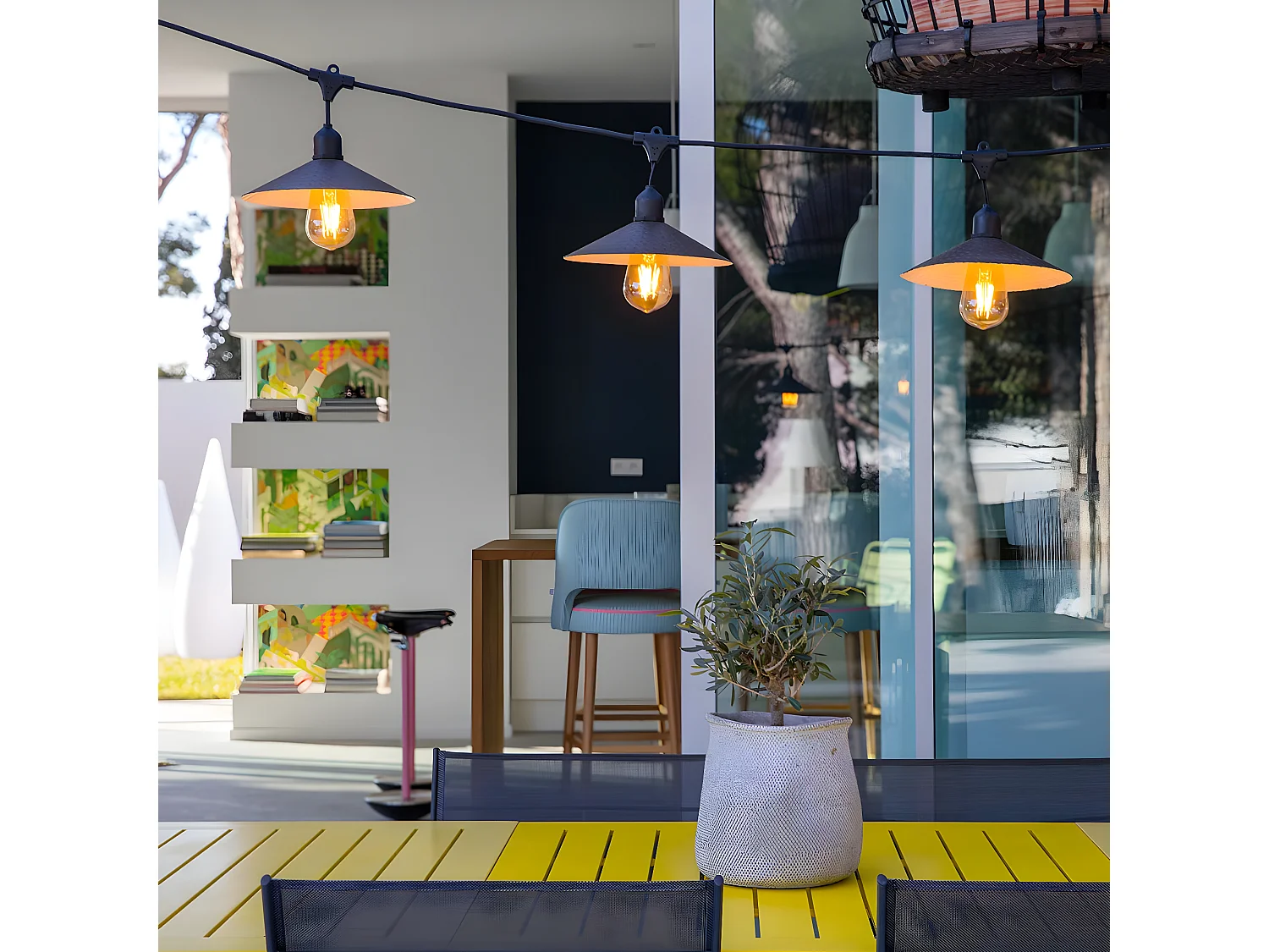 Guirlande solaire vintage 10 ampoules VINTY Noir Acier 6M