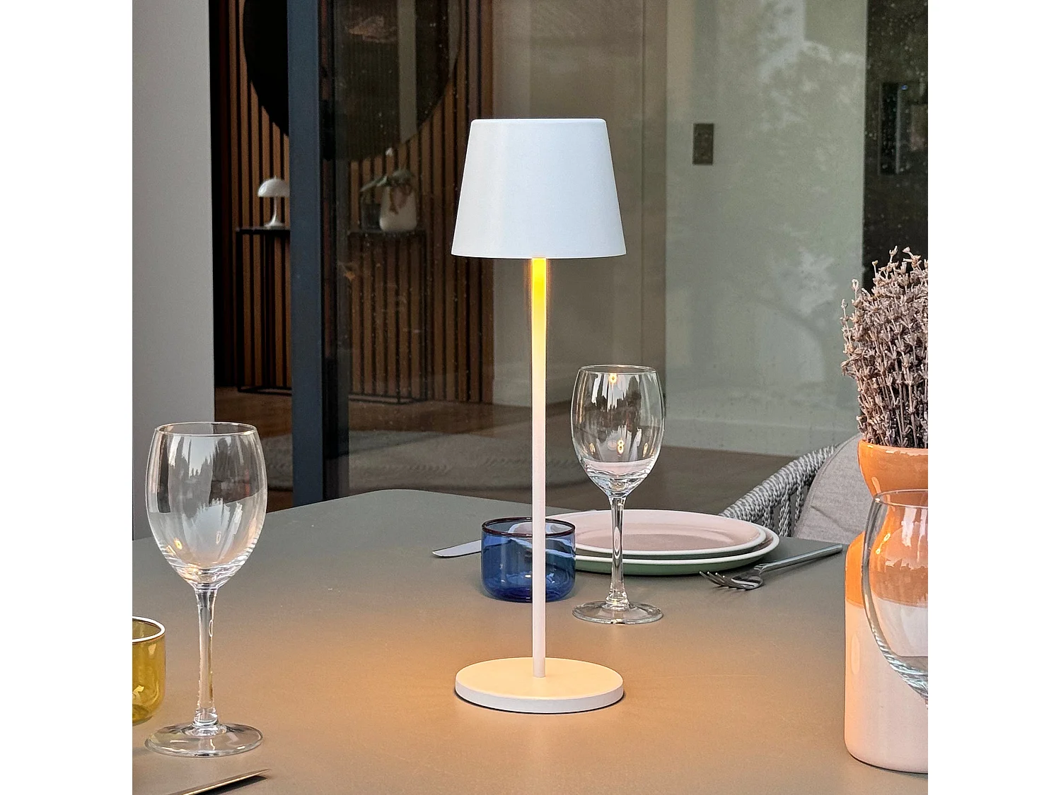 Lampe de table sans fil KELLY Blanc H38cm