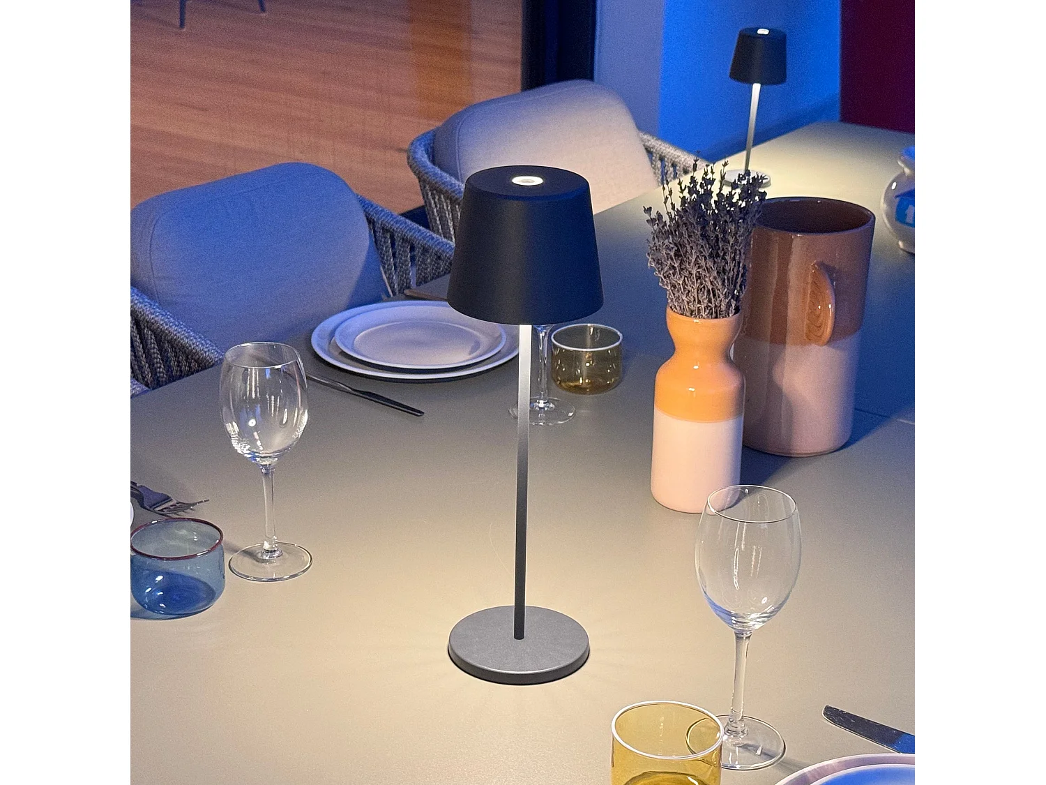 Lampe de table sans fil LED KELLY Gris Metal H38CM