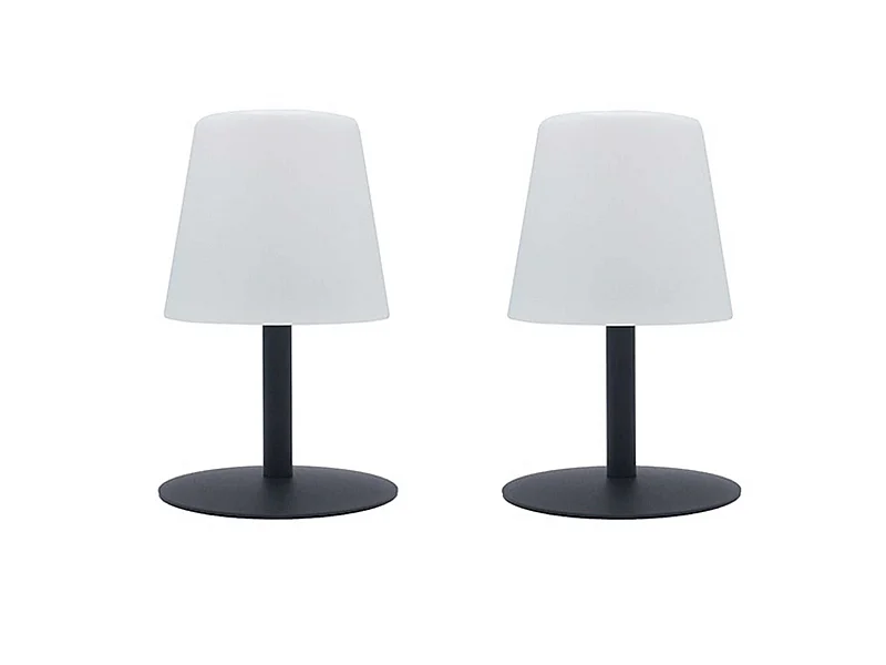 Lot de 2 Lampe de table sans fil LED STANDY MINI Gris Acier H25CM