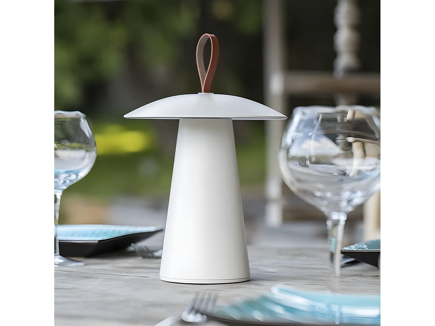 Lampe de table sans fil LED FUNGY Blanc Aluminium H29CM