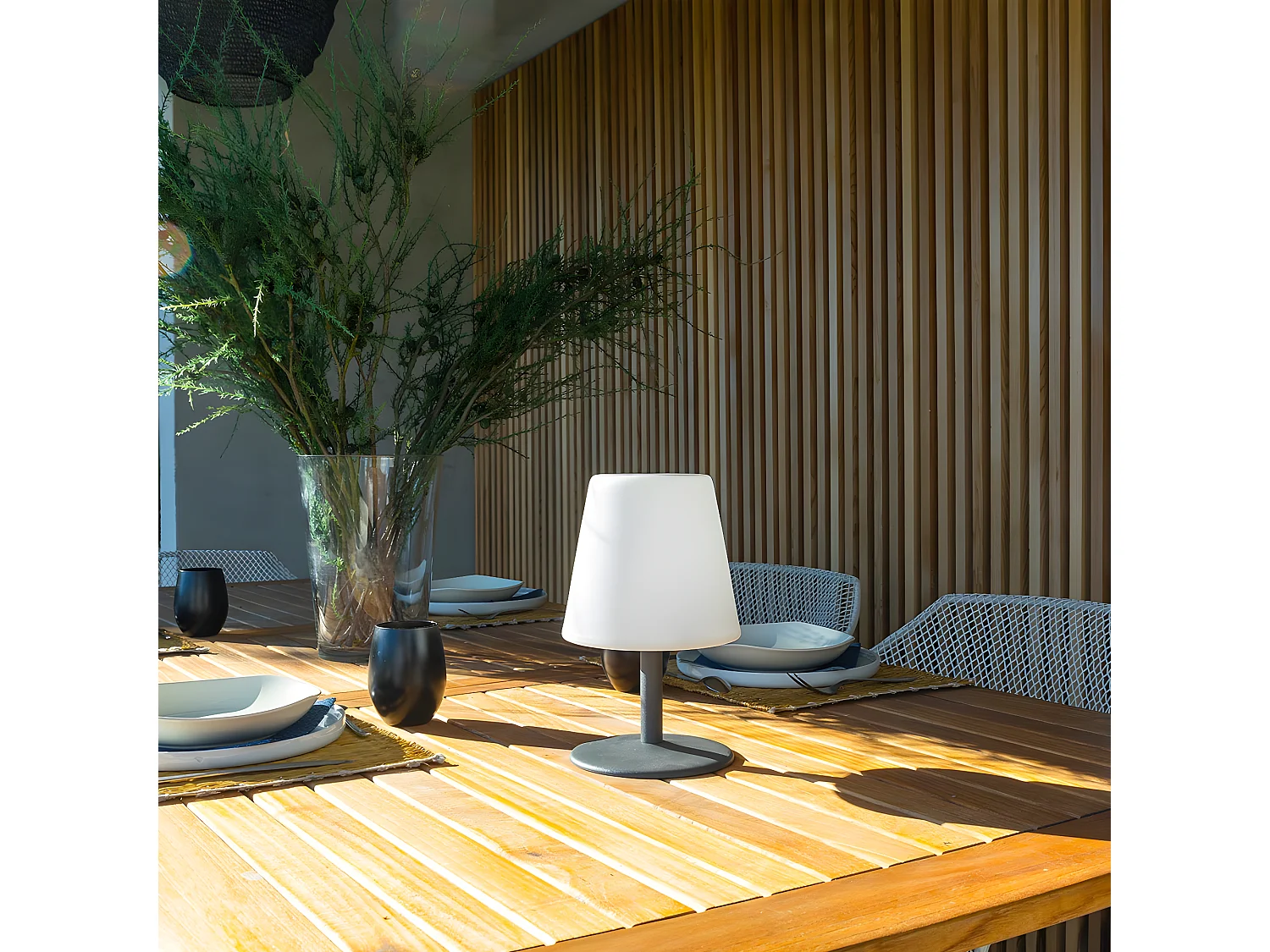 Lot de 4 Lampe de table sans fil LED STANDY MINI Gris Acier H25CM