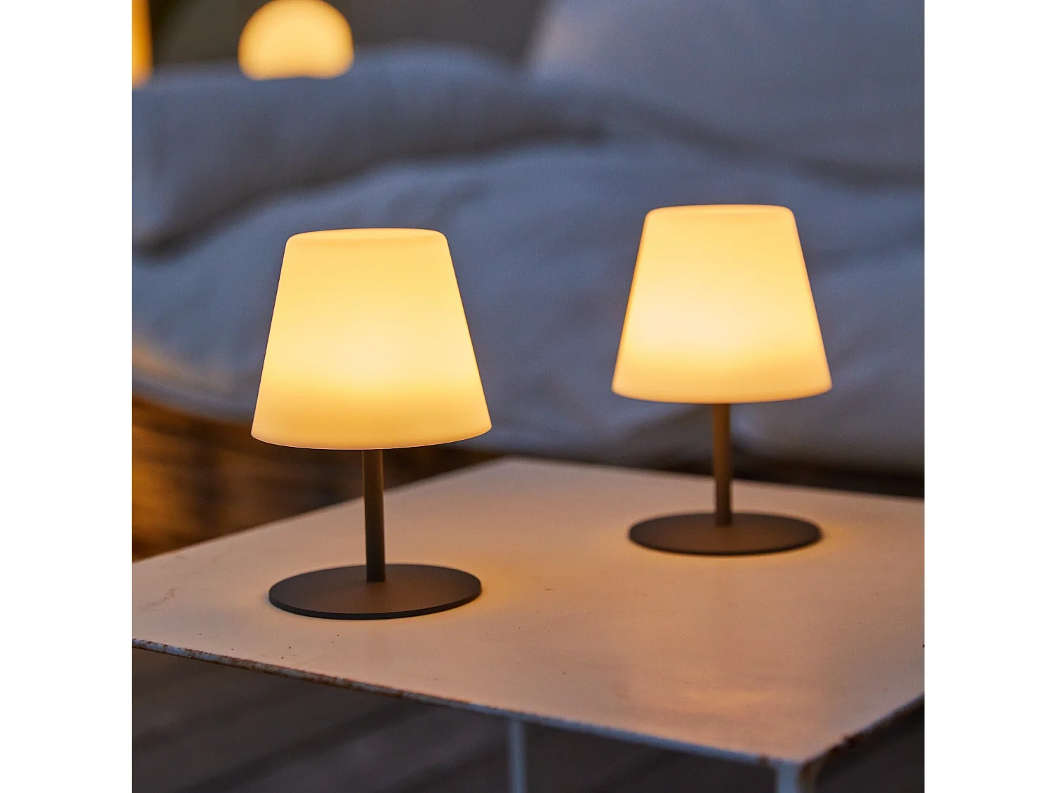 Lot de 4 Lampe de table sans fil LED STANDY MINI Gris Acier H25CM