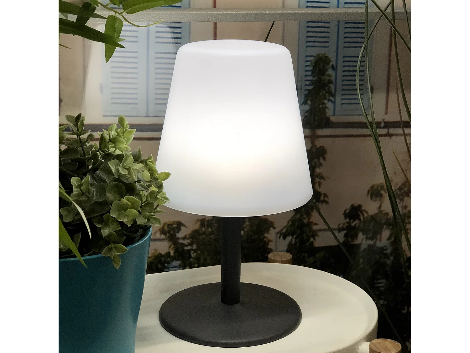 Lot de 4 Lampe de table sans fil LED STANDY MINI Gris Acier H25CM