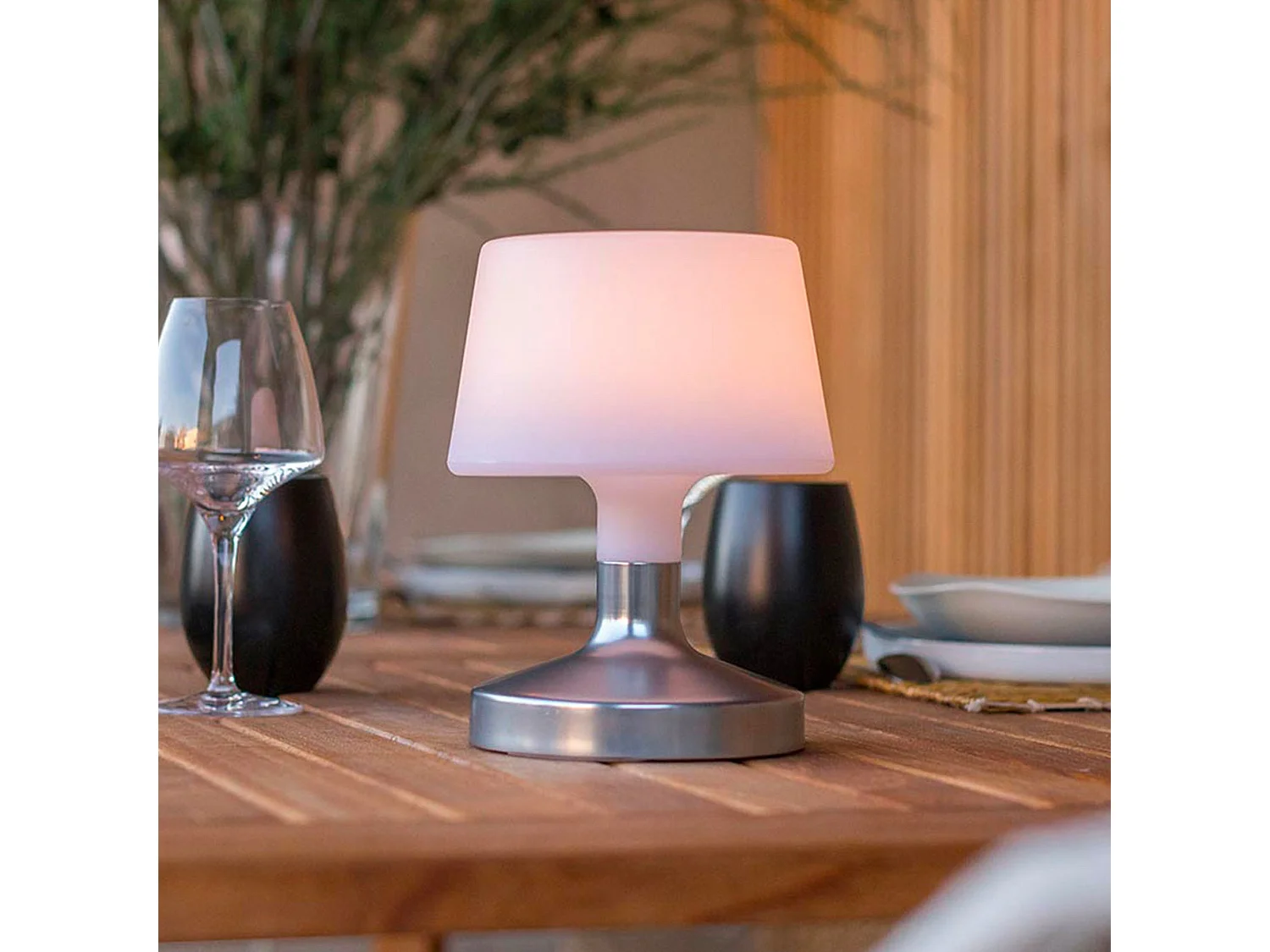 Lampe de table touch LED HELEN Argent Polyéthylène H21CM