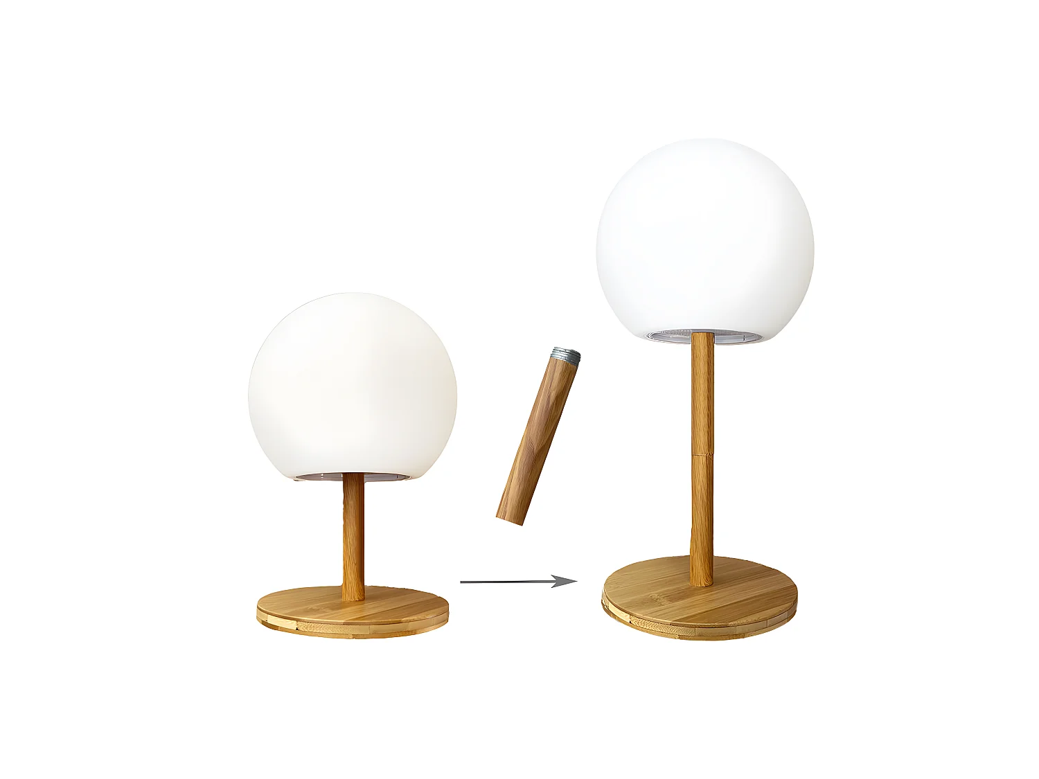 Lampe de table LED LUNY Bois Bambou H28CM