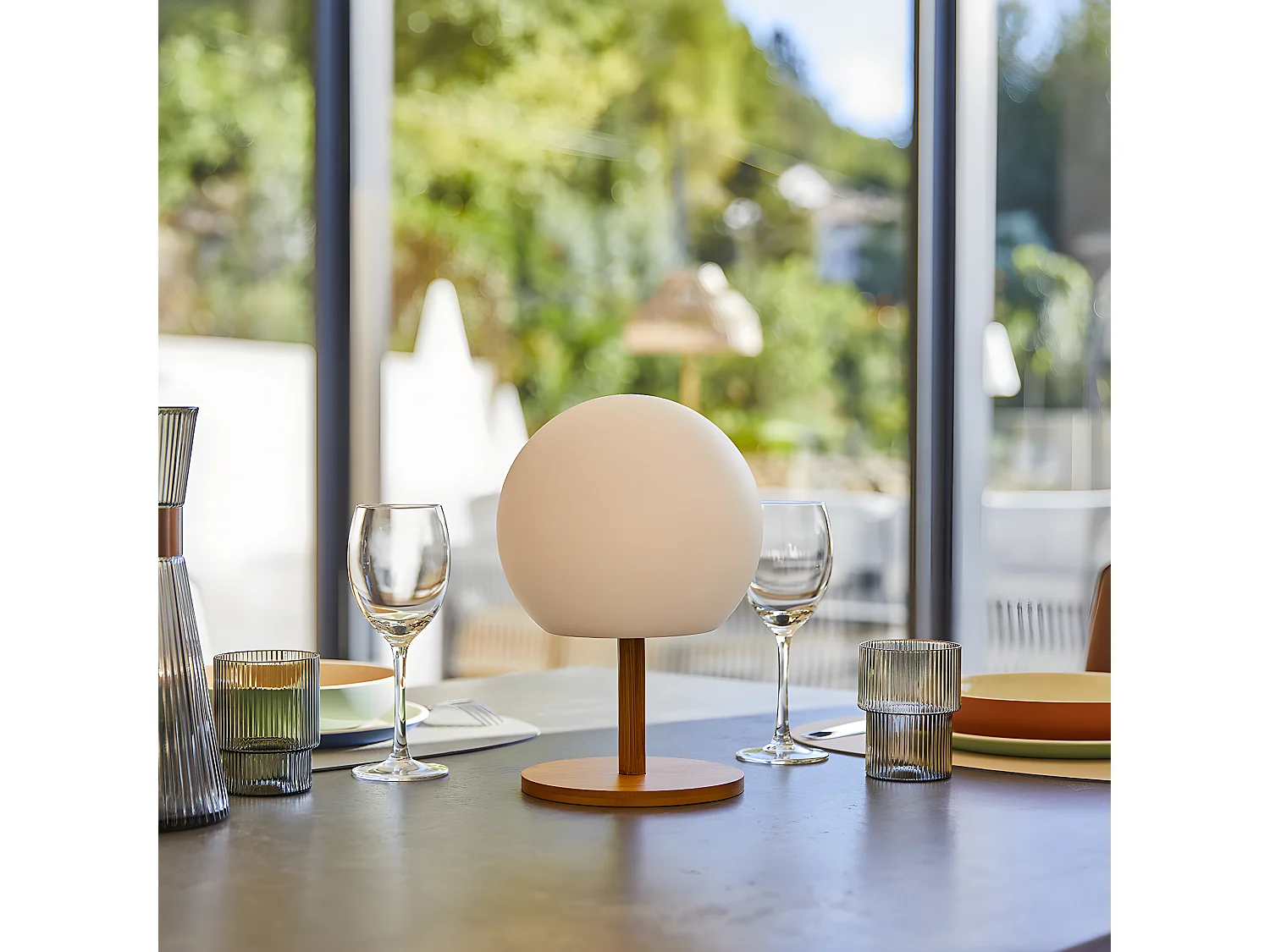 Lampe de table LED LUNY Bois Bambou H28CM