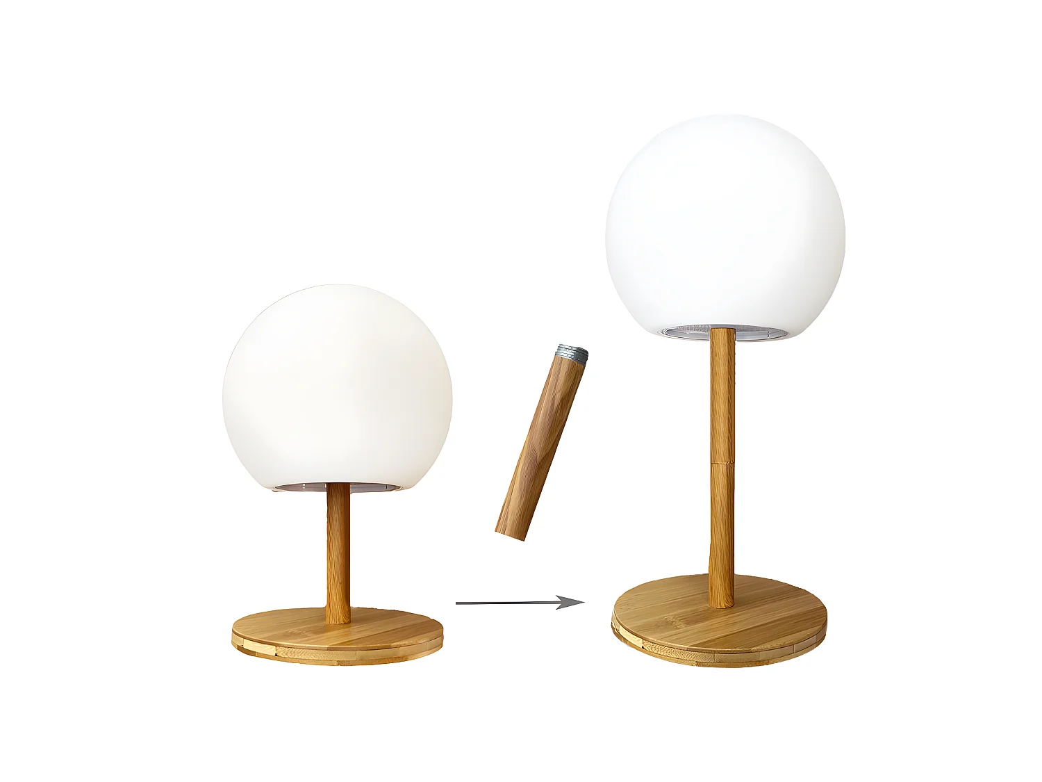 Lampe de table LED LUNY Bois Bambou H28CM