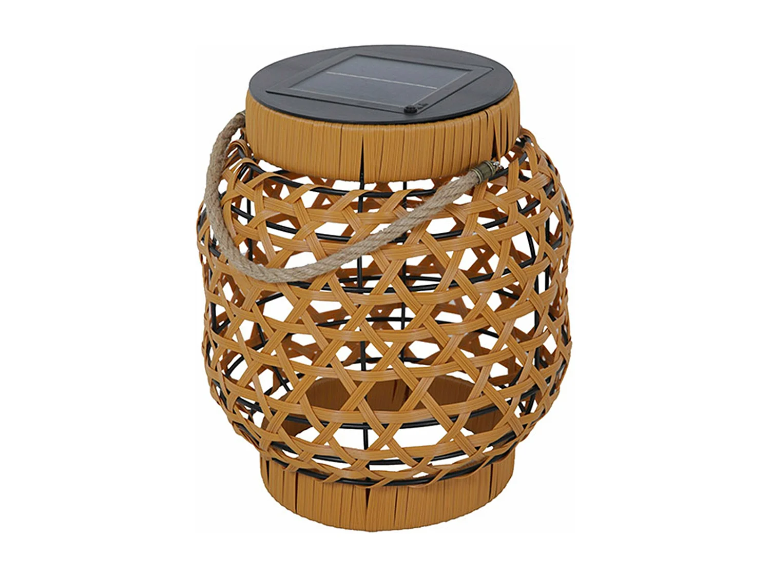Lanterne solaire décorative CAPRI Beige Poly rotin H32cm