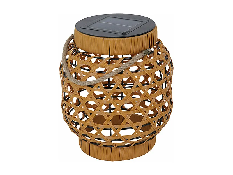 Lanterne solaire décorative CAPRI Beige Poly rotin H32cm