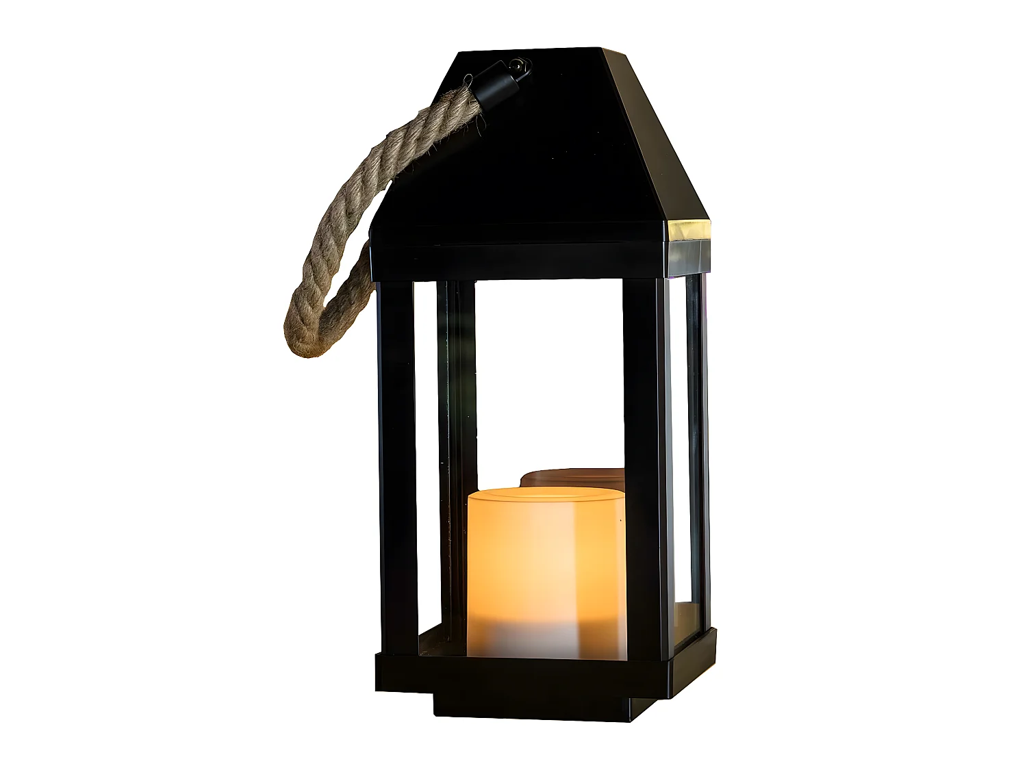 Lanterne photophore solaire CHANDELY Noir Acier H43cm