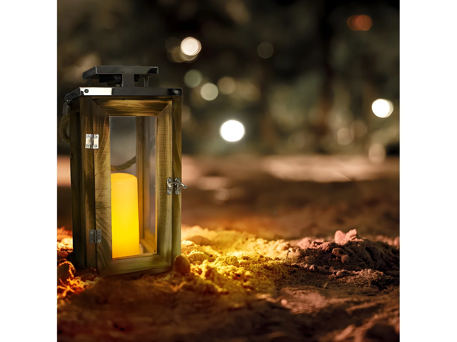 Farol solar con asa H28cm OAKY