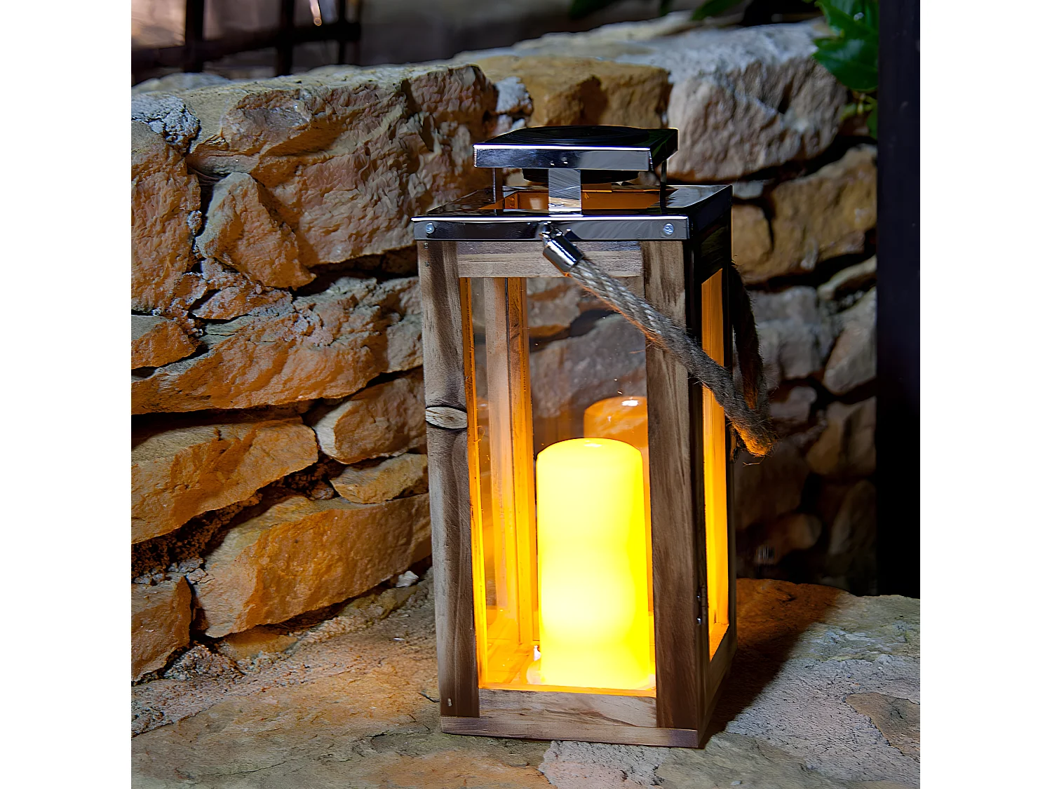 Farol solar con asa H28cm OAKY