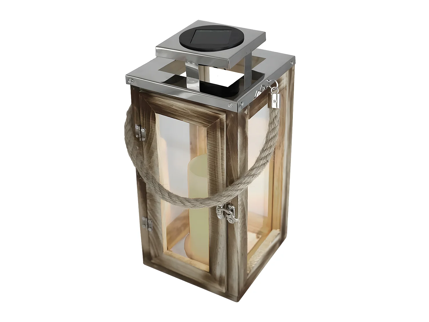 Lanterne solaire avec poignée OAKY Bois Bois H28cm