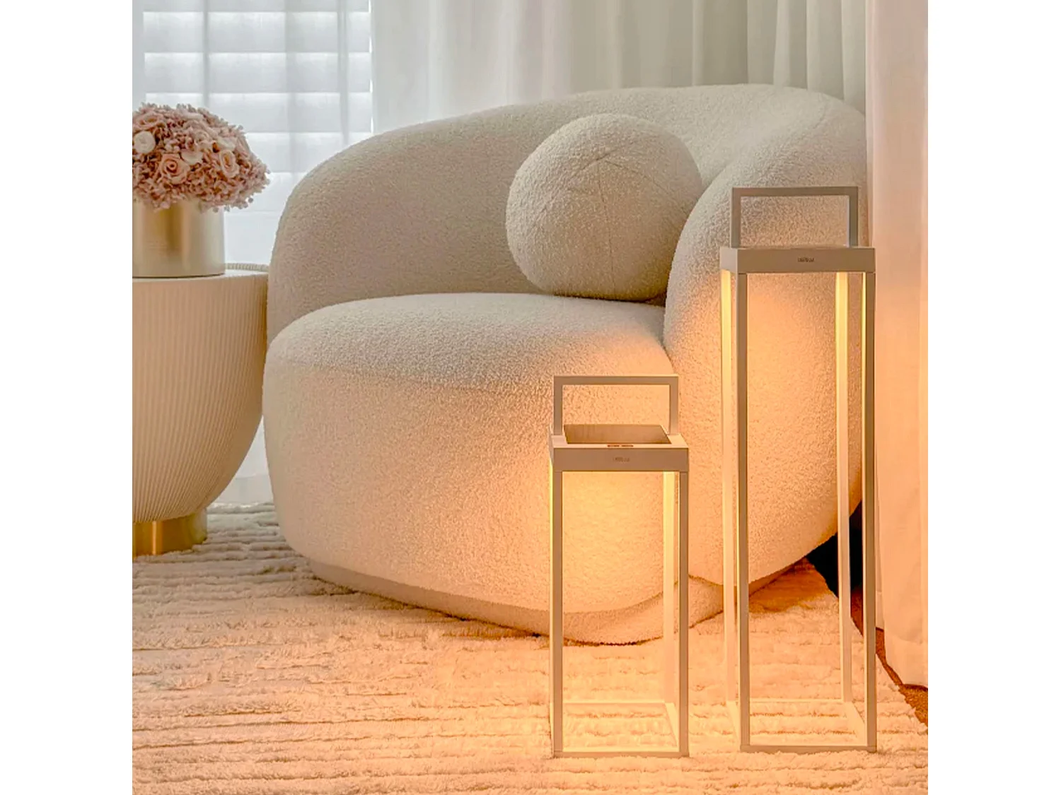 Lanterne solaire chic HYDRA Blanc Aluminium H34cm