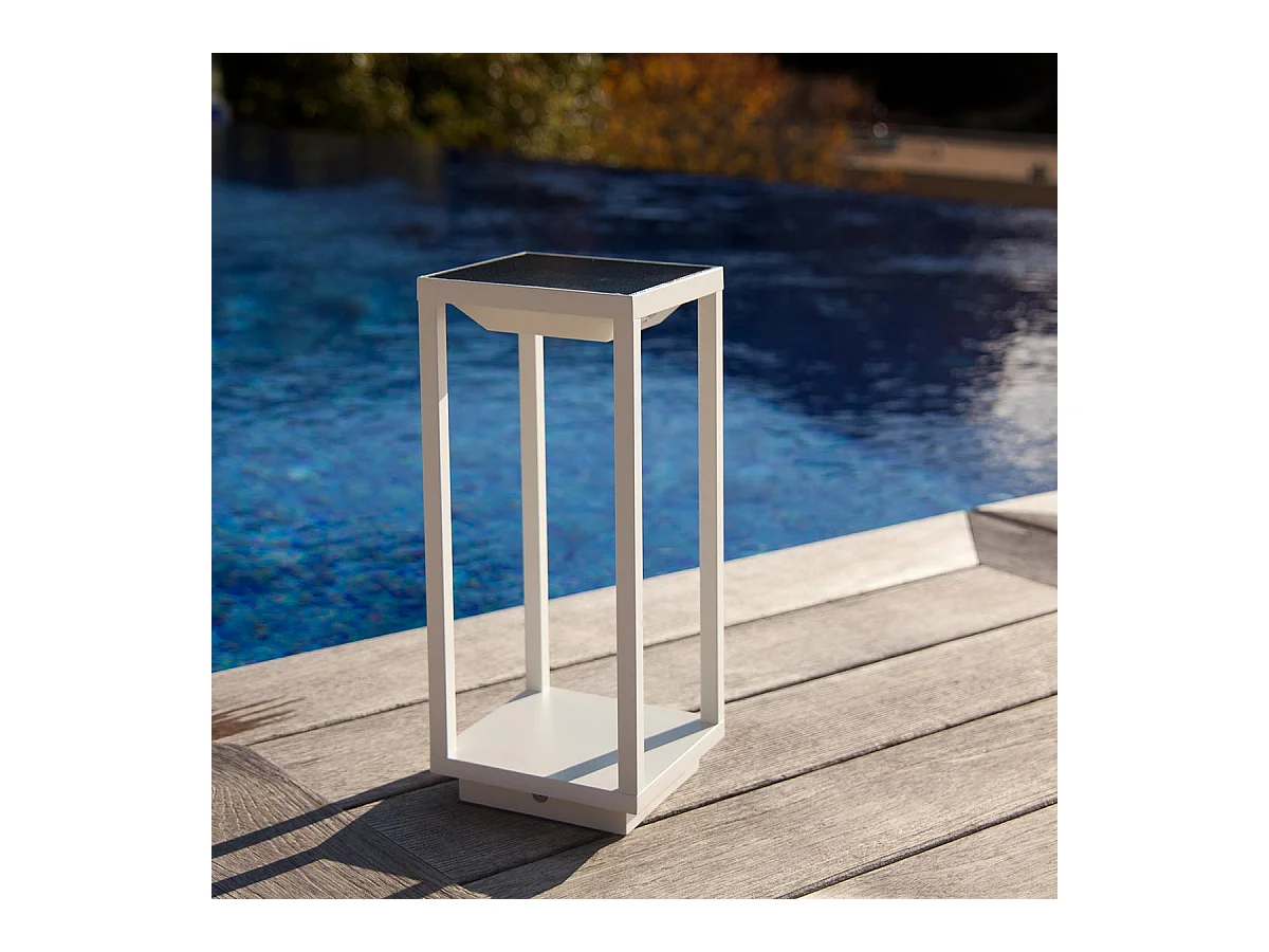 Lanterne solaire chic HYDRA Blanc Aluminium H34cm