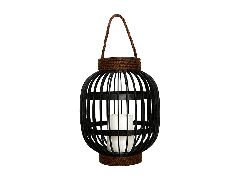 Lanterne solaire décorative FIDJY Noir Acier H30cm