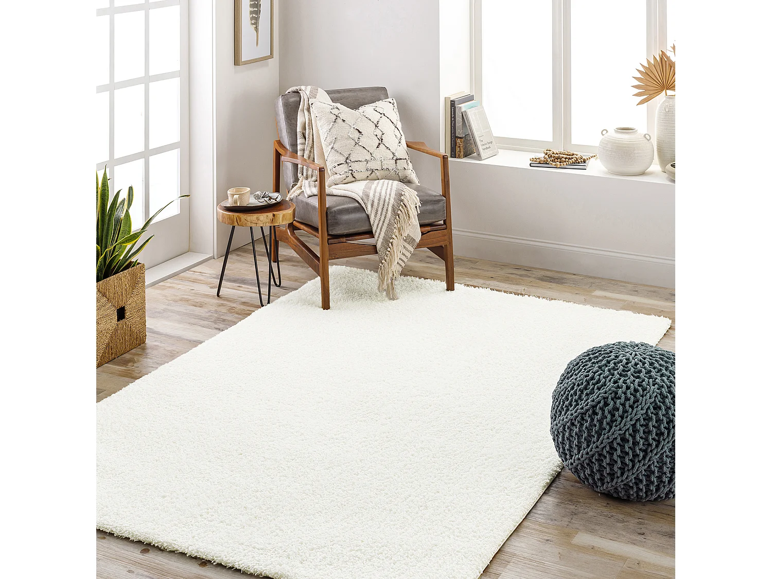 Zacht Hoogpolig Shaggy Tapijt - Ivoor - 160x213cm - CLAIRE