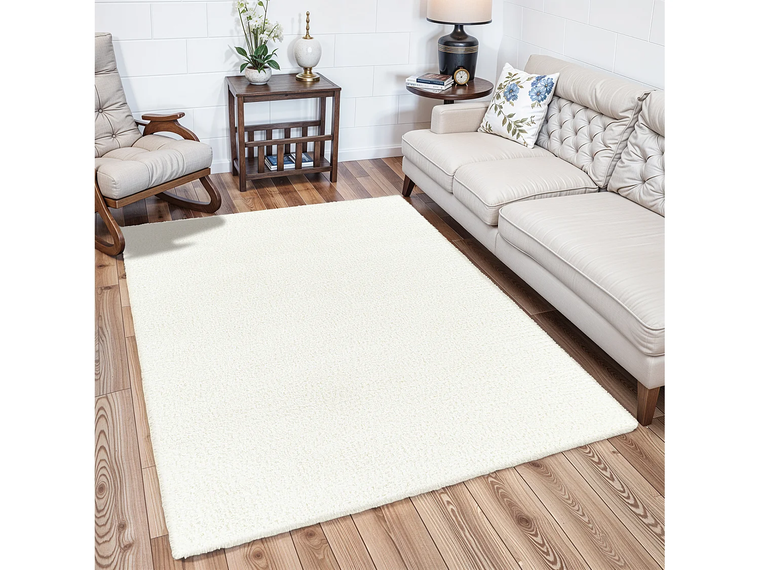 Zacht Hoogpolig Shaggy Tapijt - Ivoor - 160x213cm - CLAIRE