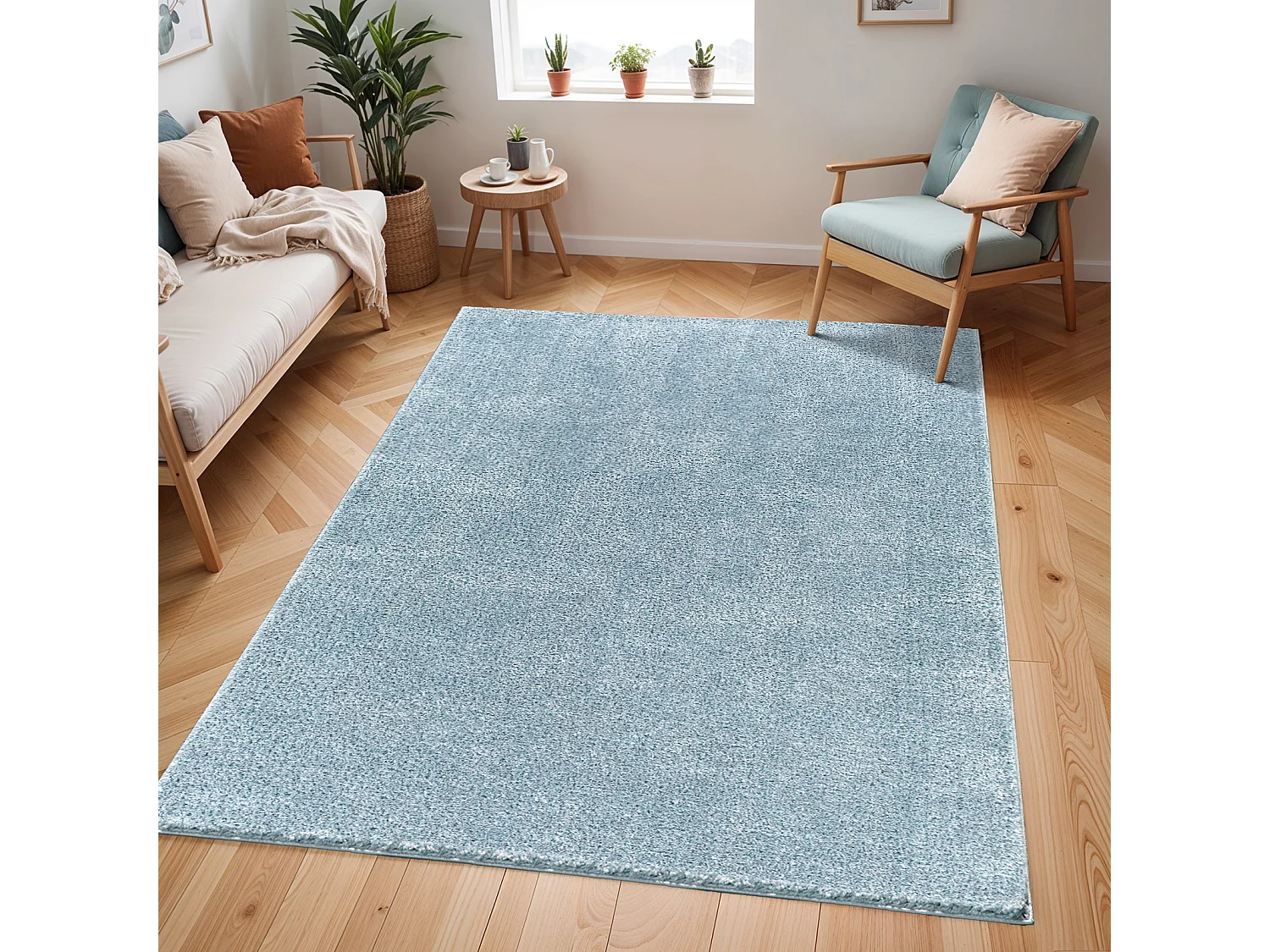Tapis Shaggy Uni - Bleu - 160x213cm - CLAIRE