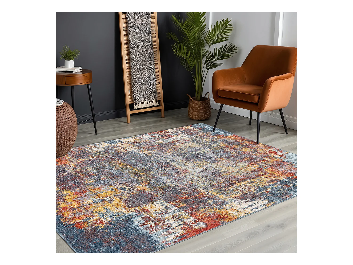 Modern Abstract Tapijt - Meerkleurig/Blauw - 200x275cm - NOA