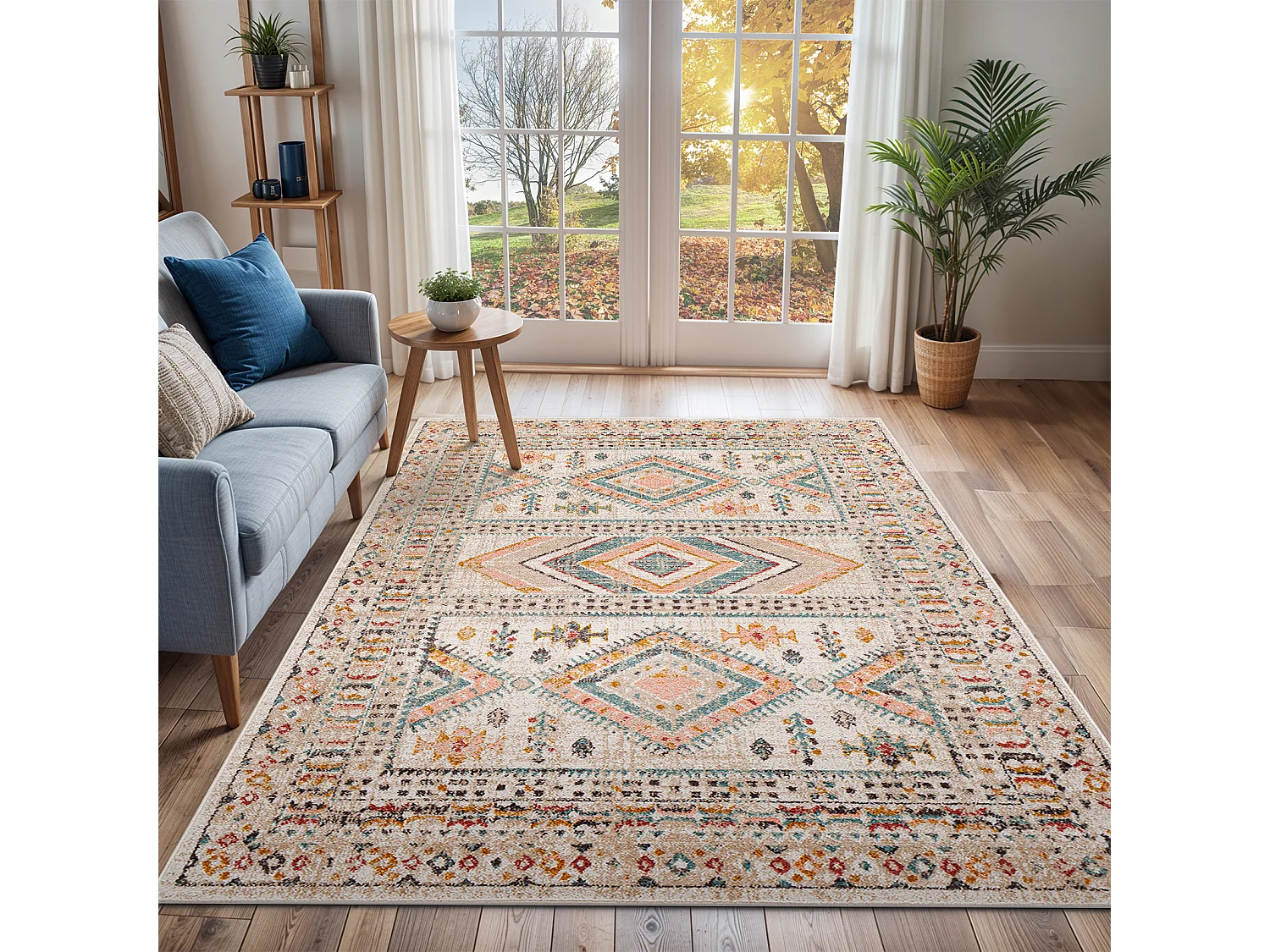 Tappeto Scandinavo Boho - Multicolore/Rosa - 160x213cm - EVELYN