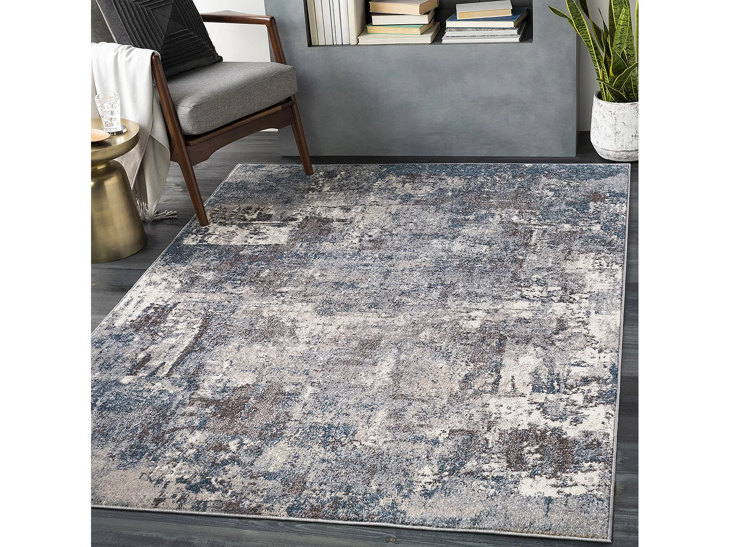 Modern Abstract Tapijt - Blauw/Grijs - 200x275cm - NOA