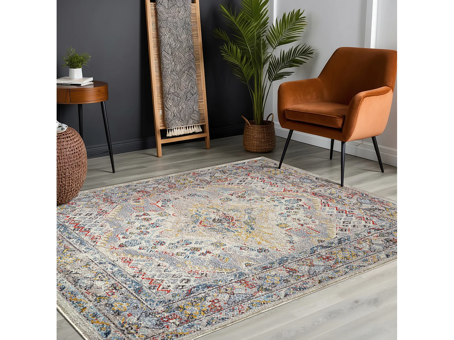 Tapis Vintage Oriental - Multicolore/Gris - 160x213cm - JADE