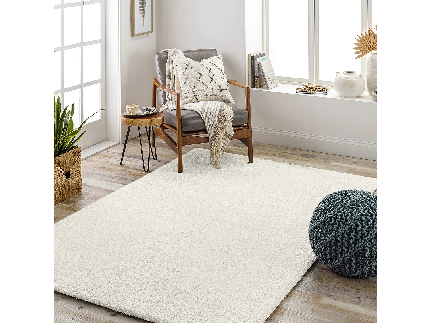 Tapis Shaggy Uni - Beige - 160x213cm - CLAIRE